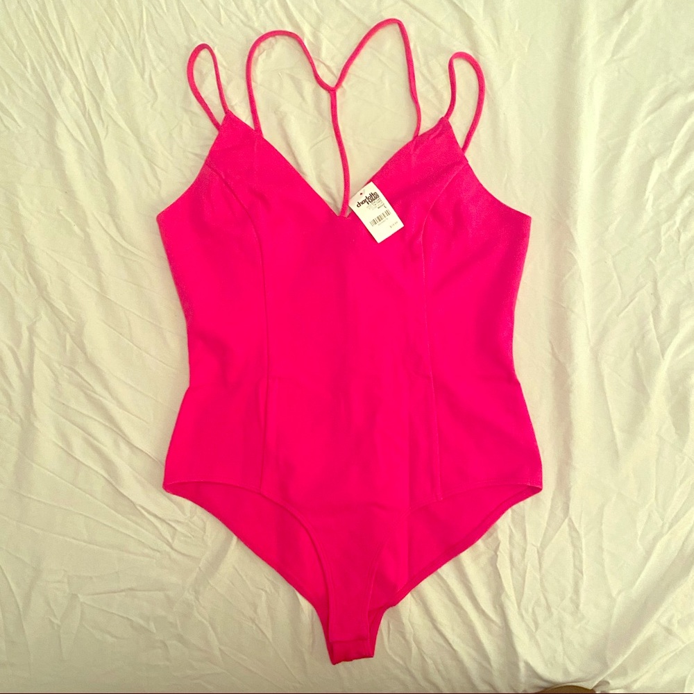 Hot Pink Strappy Bodysuit